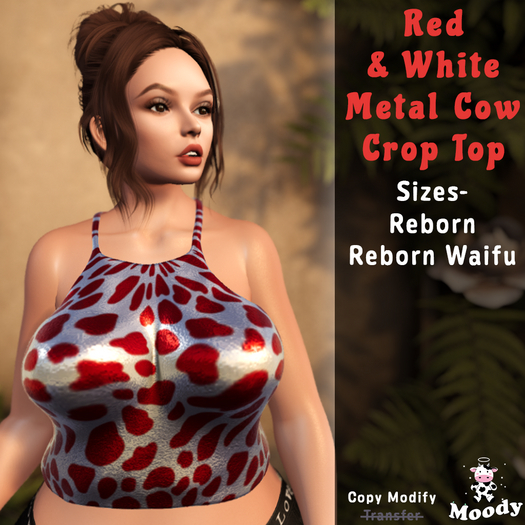Moody - Red & White Metal Cow Crop Top Reborn Set