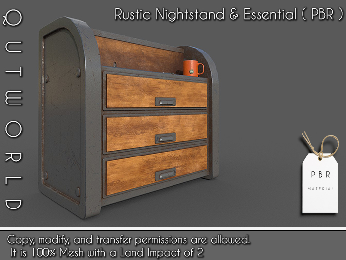 .::QUTWORLD Rustic Nightstand & Essential_PBR::.FP