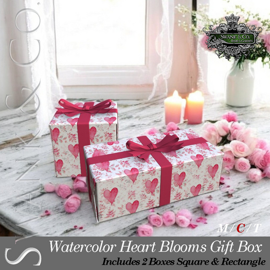 Swank & Co. Watercolor Heart Blooms Gift Box  