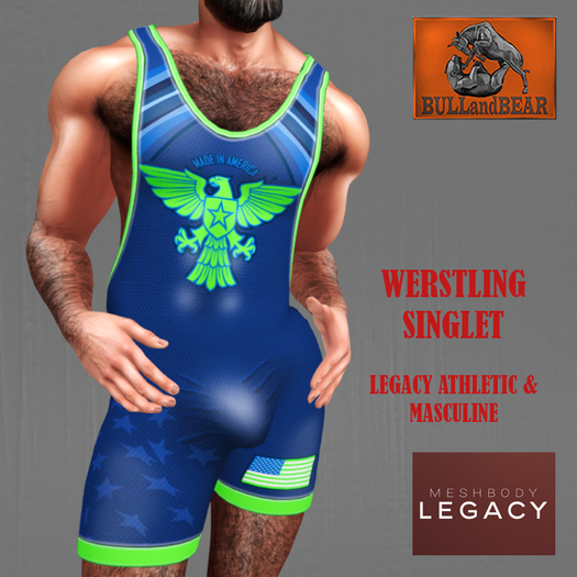BULL&BEAR - DEMO - WRESTLING SINGLET BLUE - LEGACY