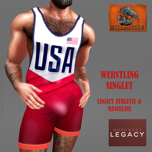 BULL&BEAR - DEMO - WRESTLING SINGLET RED - LEGACY