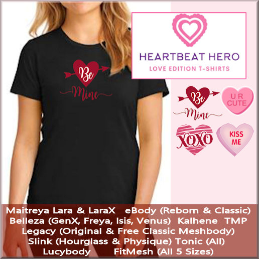 Women's Valentine T-Shirts-MAITREYA LARA LARAX BELLEZA GENX SLINK LEGACY CLASSIC & FREE MESHBODY EBODY REBORN TMP >PROMO
