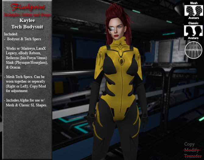 Kaylee Tech Bodysuit (Yellow/Black)