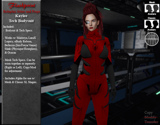Kaylee Tech Bodysuit (Red)