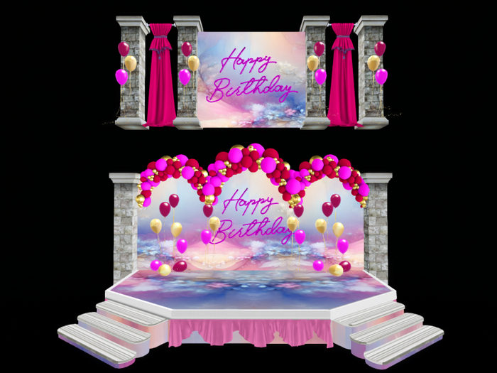MC Happy Birthday DJ Stage Set Pink
