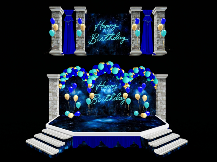 MC Happy Birthday DJ Stage Set Blue