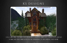 KS Log Cabin PBR, 3 Level w/2 Car Garage/3 Balconys