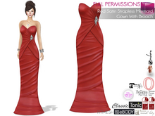 MI962556 Red Satin Strapless Mermaid Gown With Brooch