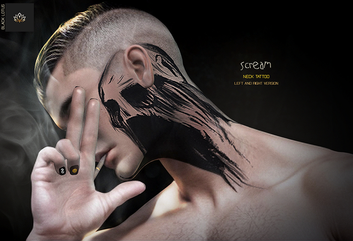 {BLACK LOTUS} Scream Neck Tattoo 