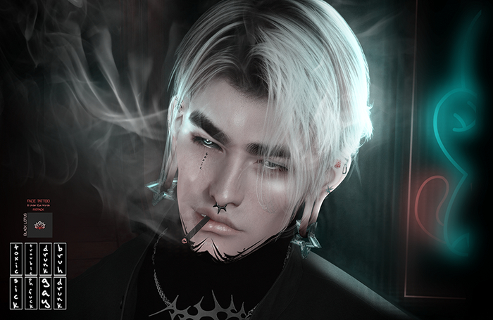{BLACK LOTUS} Words Under Eye FACE TATTOO FATPACK