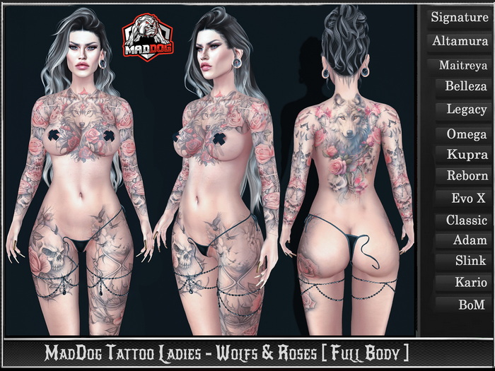 MadDog Tattoo Ladies - Wolfs & Roses [ Full Body ]