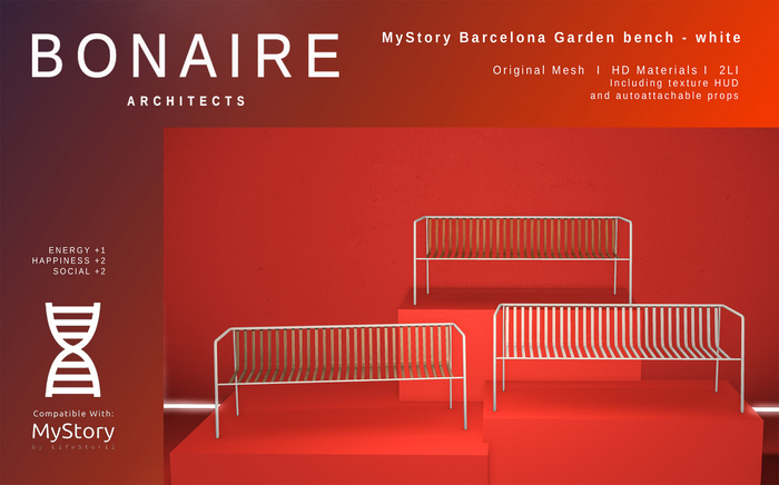 BONAIRE - MyStory Barcelona Garden Bench - white