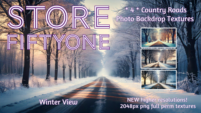 * FOUR * Country Roads -Winter Photo Backdrop Textures - 2K! by Store FiftyOne