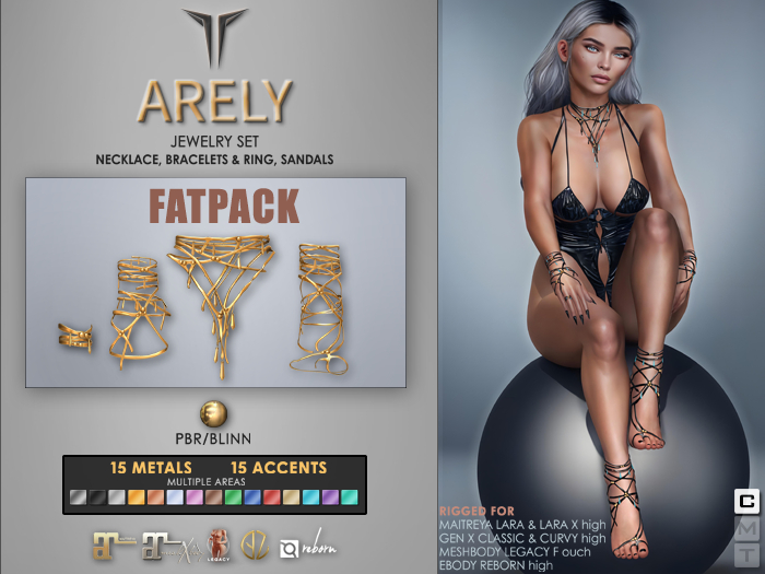 **RE** Arely Set - Fat Pack - Fit Mesh - PBR - Maitreya Lara X, GenX, Meshbody, eBODY 