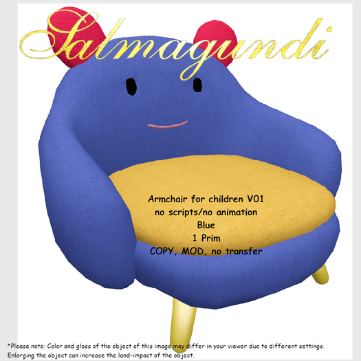 Armchair For Children V02 - Blue