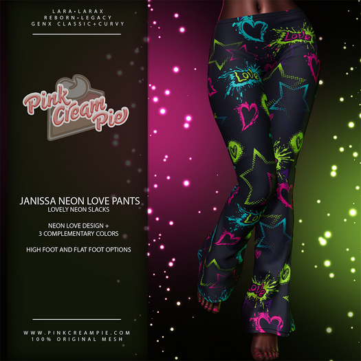 Janissa Flare Pants [Neon Love] - Maitreya Lara • LaraX • Legacy • Reborn • GenX Bottoms
