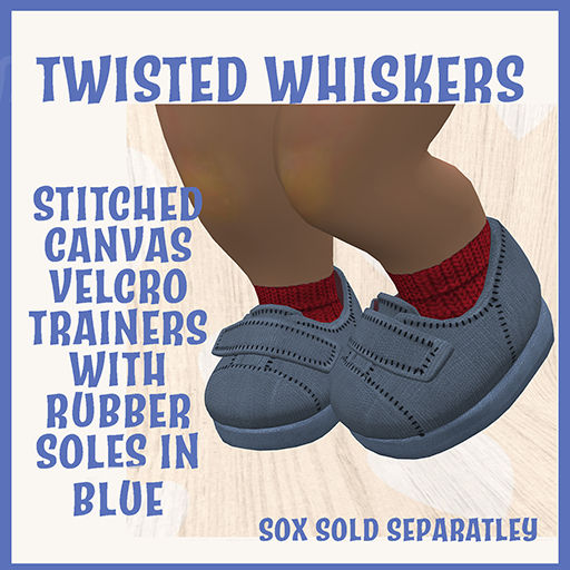 *TW* STITCHED CANVAS VELCRO TRAINERS - BLUE ADD