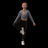3D Mesh Full Prime 3D PEOPLE Young girl in athletic wear balancing pose on dark background 26569661