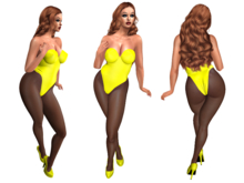 BUNNY-Bodysuit with High Heels-Yellow-Reborn