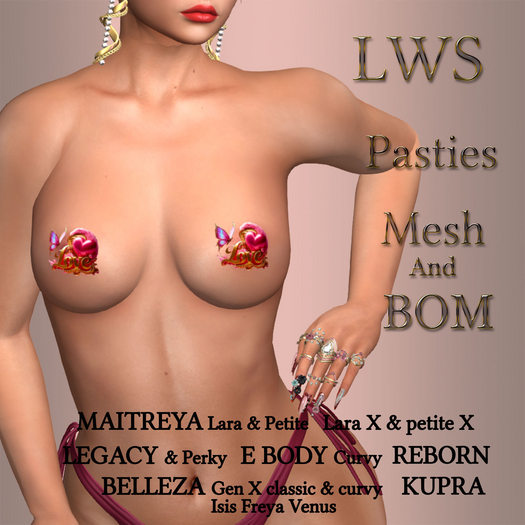 "LWS"-PASTIES-MESH-&-BOM-HEART-&-BUTTERFLY-LOVE