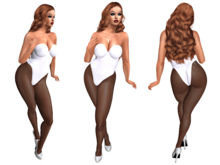 BUNNY-Bodysuit with High Heels-White-Reborn