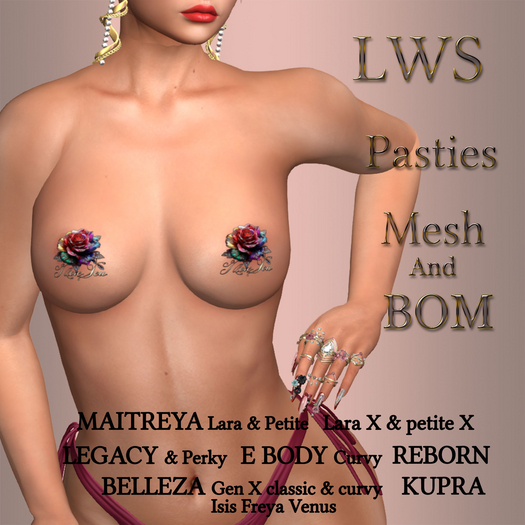"LWS"-PASTIES-MESH-&-BOM-DIAMONDS-ROSE