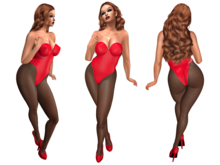 BUNNY-Bodysuit with High Heels-Red-Reborn