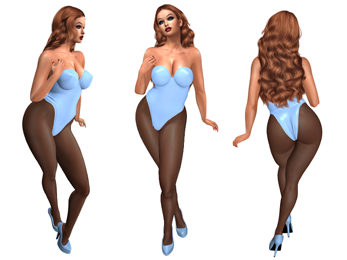 BUNNY-Bodysuit with High Heels-Lt.Blue-Reborn