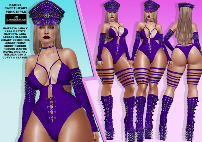 **KAMILY SWEET HEART PURPLE PUNK STYLE COMPLET OUTFIT**