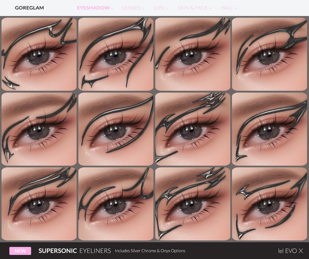 Second Life Marketplace - Goreglam 'Supersonic' Eyeliners EVO X ONYX HD