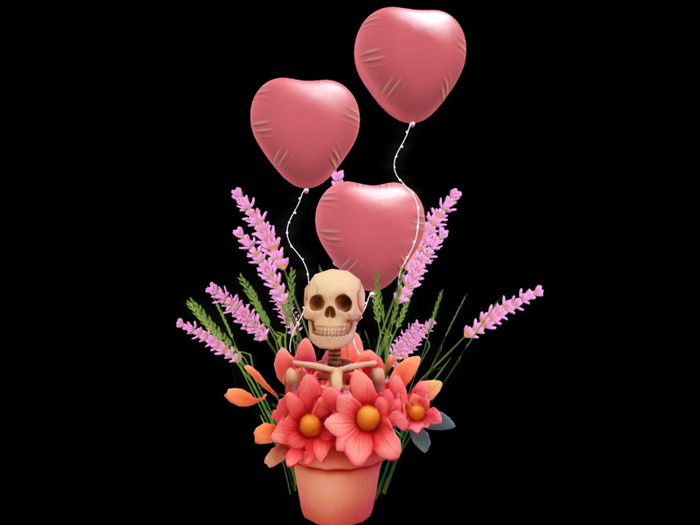 MC Valentine Pink Skeleton Flower Pot