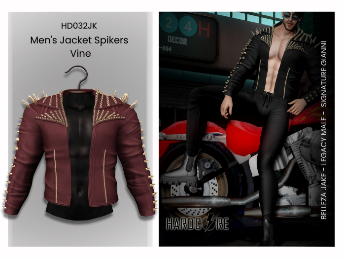 :: HARDCORE :: (HD032JK) Men's Jacket Spikers Vine