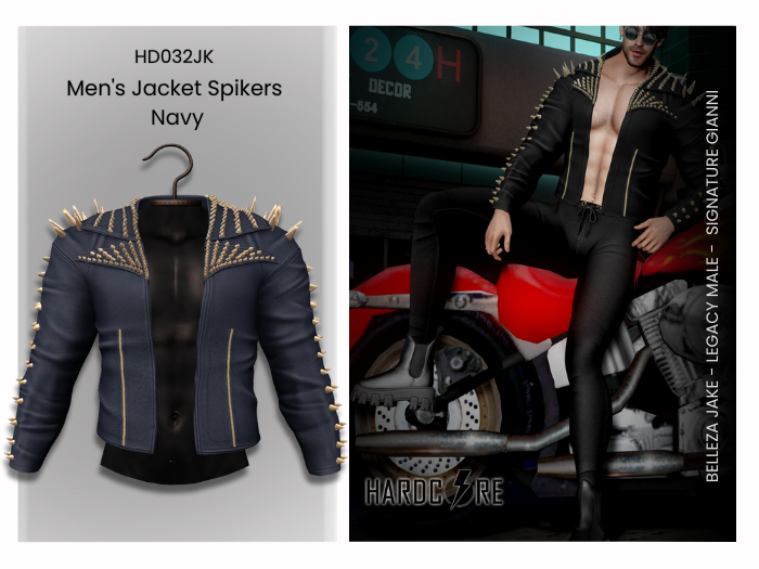 :: HARDCORE :: (HD032JK) Men's Jacket Spikers Navy 