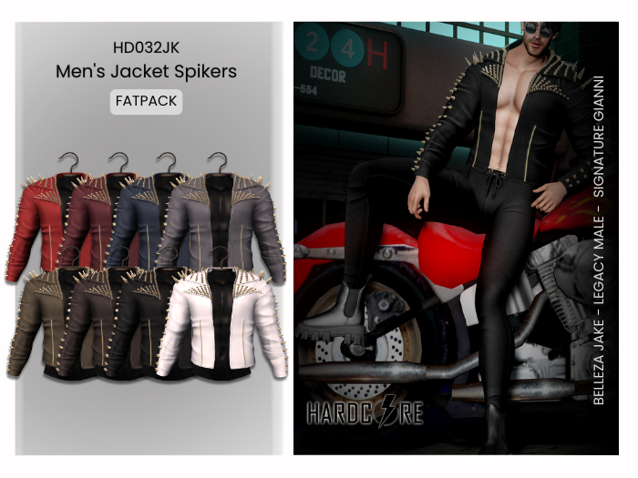 :: HARDCORE :: (HD032JK) Men's Jacket Spikers - Fatpack 