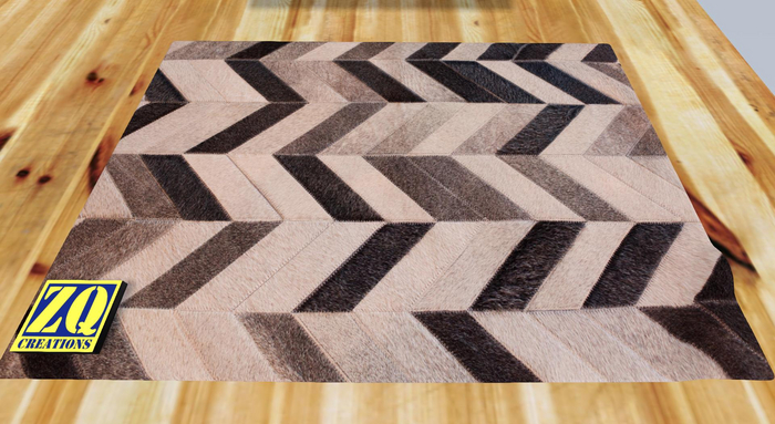 Wrinkled Corner Cowhide Patchwork Rug HD