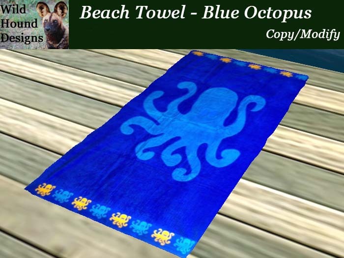 [WHD] -- Beach Towel - Blue Octopus (Copy/Modify) - 20 Animations