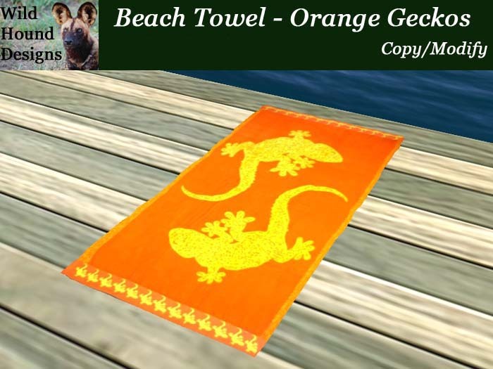 [WHD] -- Beach Towel - Orange Geckos (Copy/Modify) - 20 Animations