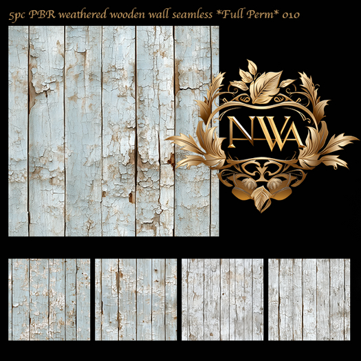 5pc PBR weathered wooden wall seamless texture *Full Perm* 010