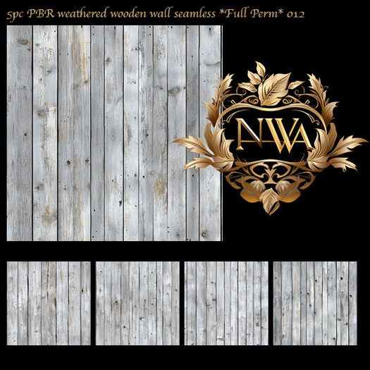 5pc PBR weathered wooden wall seamless texture *Full Perm* 012