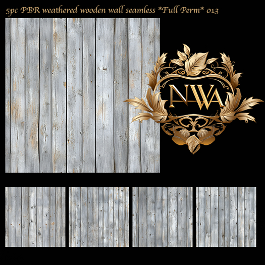 5pc PBR weathered wooden wall seamless texture *Full Perm* 013