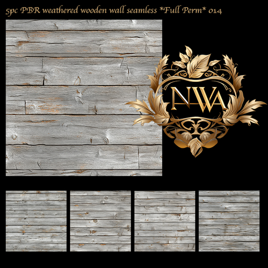 5pc PBR weathered wooden wall seamless texture *Full Perm* 014