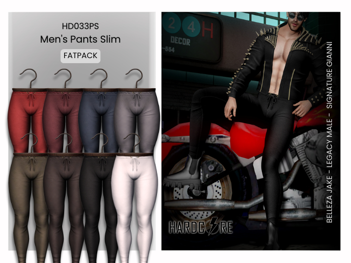 :: HARDCORE :: (HD033PS) Men's Pants Slim - Fatpack