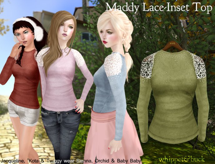 [W&B] Maddy Lace-Inset Top OLIVES