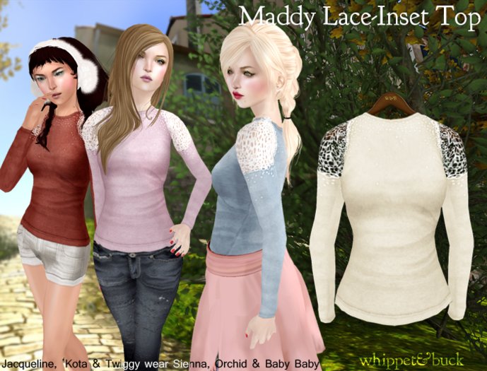 [W&B] Maddy Lace-Inset Top PEBBLE CREAM