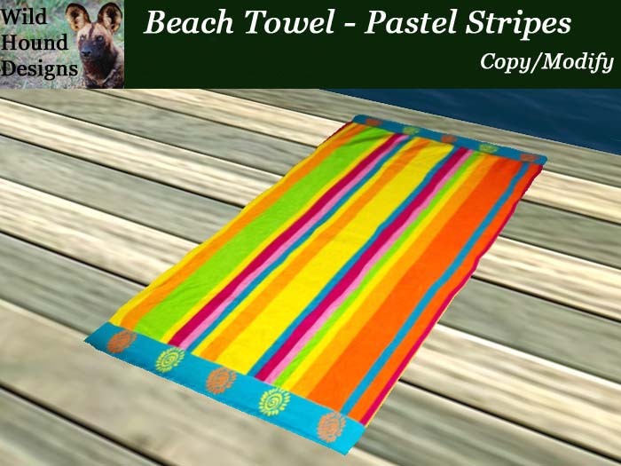 [WHD] -- Beach Towel - Pastel Stripes (Copy/Modify) - 20 Animations