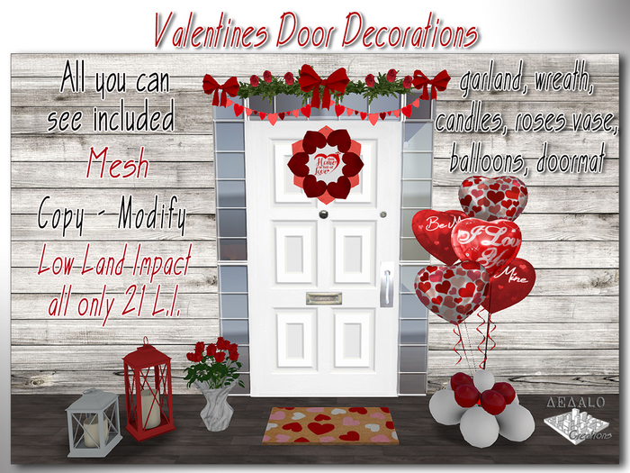 Valentines Door Decorations  - Mesh -  * SPECIAL PRICE Happy Valentines Promo *