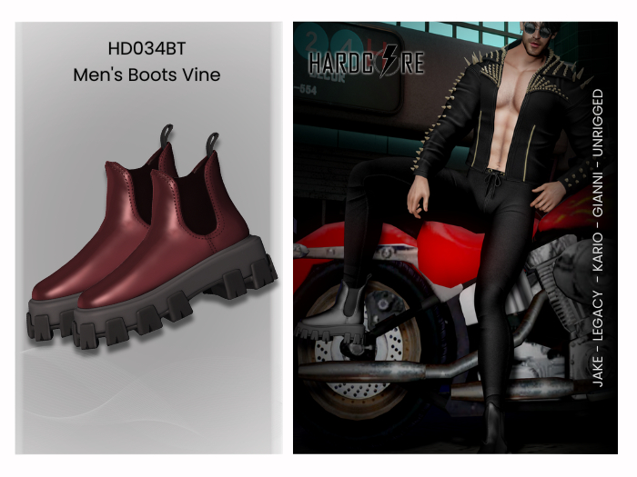 :: HARDCORE :: (HD034BT) Men's Boots Vine 