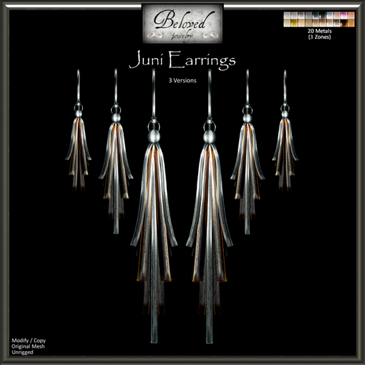 Beloved Jewelry : Juni Earrings Set (Texture Change) Ribbon Earrings, Silver, Gold, Diamond 