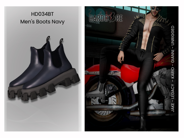 :: HARDCORE :: (HD034BT) Men's Boots Navy 