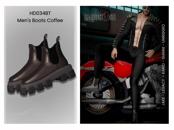 :: HARDCORE :: (HD034BT) Men's Boots Coffee 